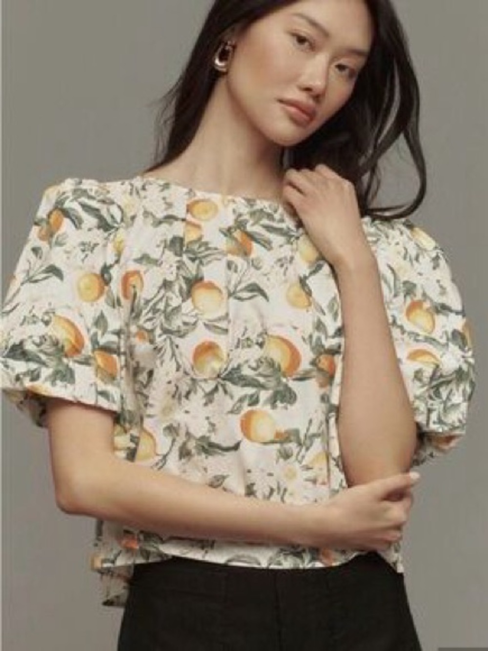 Anthropologie Maeve Citrus Bow-Back Swing Blouse Small